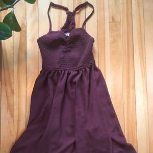 Maroon Handkerchief Hem Dress
